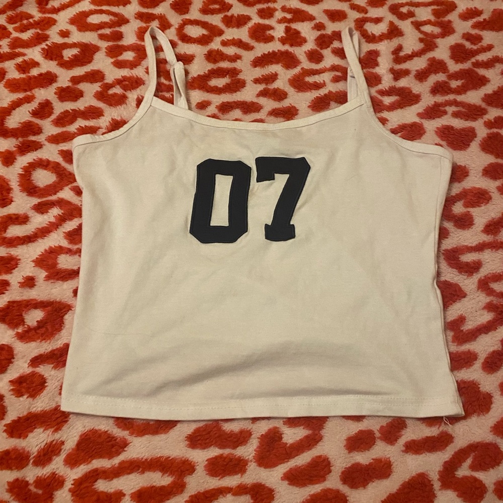 Chic Cream Camisole with Black '07' Design
